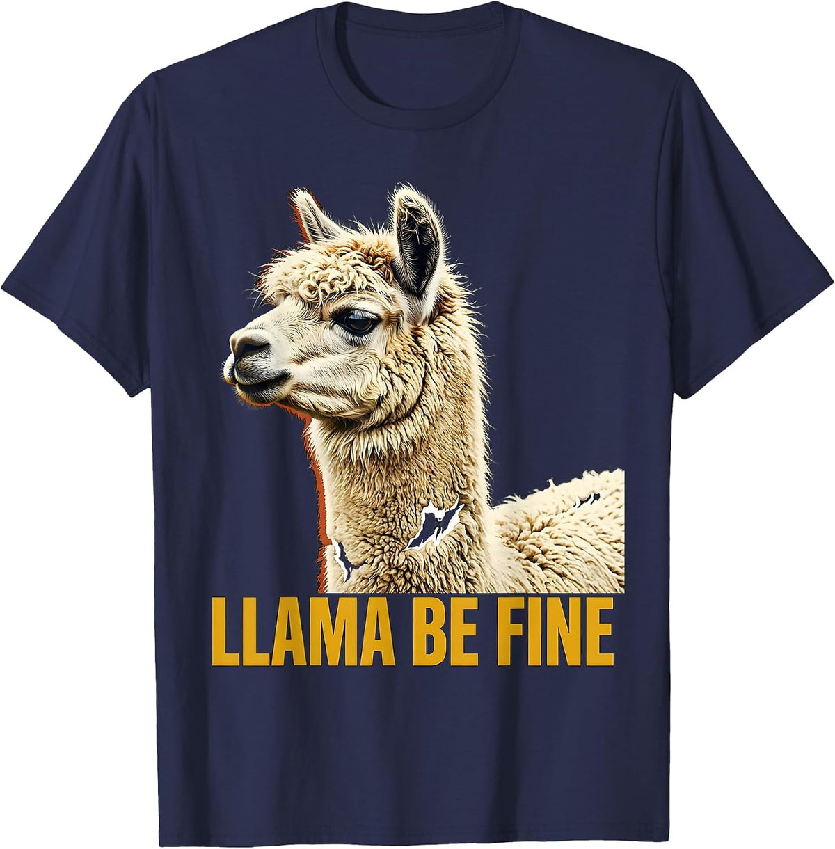 Llama Be Fine Funny Llama Alpaca Squad Humor T-Shirt - Navy Blue