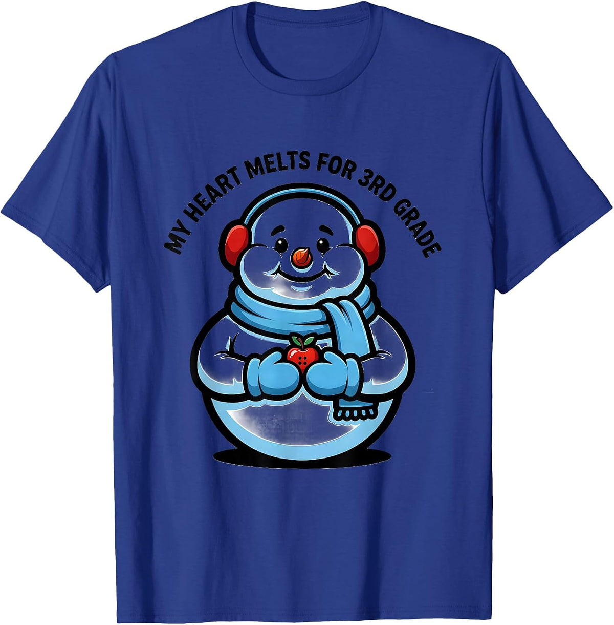 My Heart Melts For 3rd Grade Funny Teacher Christmas Snowman T-Shirt - Royal Blue