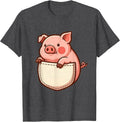 Men's Piglet Pocket Halloween Pig Lover Novelty Humor T-Shirt - Dark Heather Grey