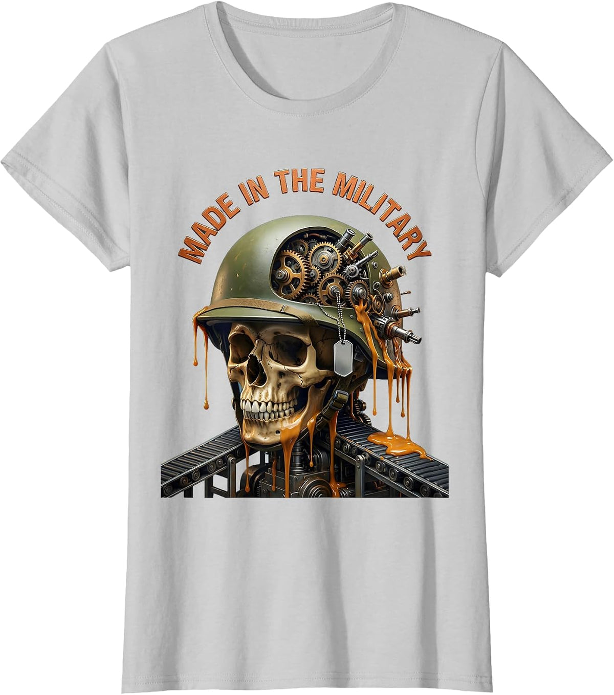 Made in the Military Proud Veteran Design T-Shirt - Silver Grey