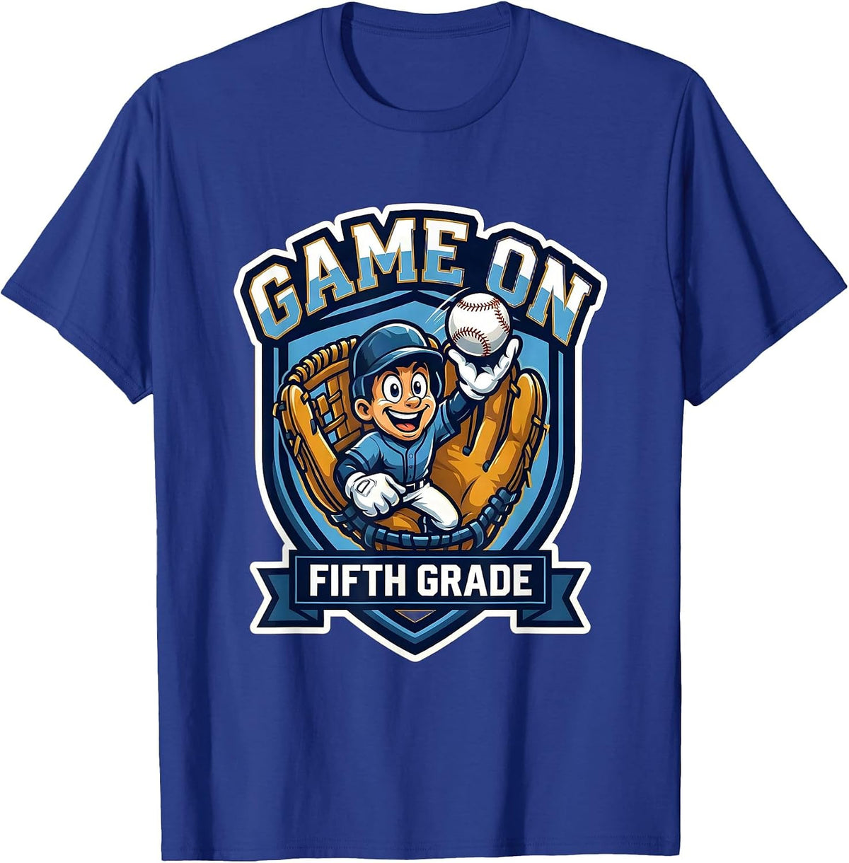 Men's Game On Fifth Grade Playful Mascot Logo Back To School T-Shirt - Royal Blue