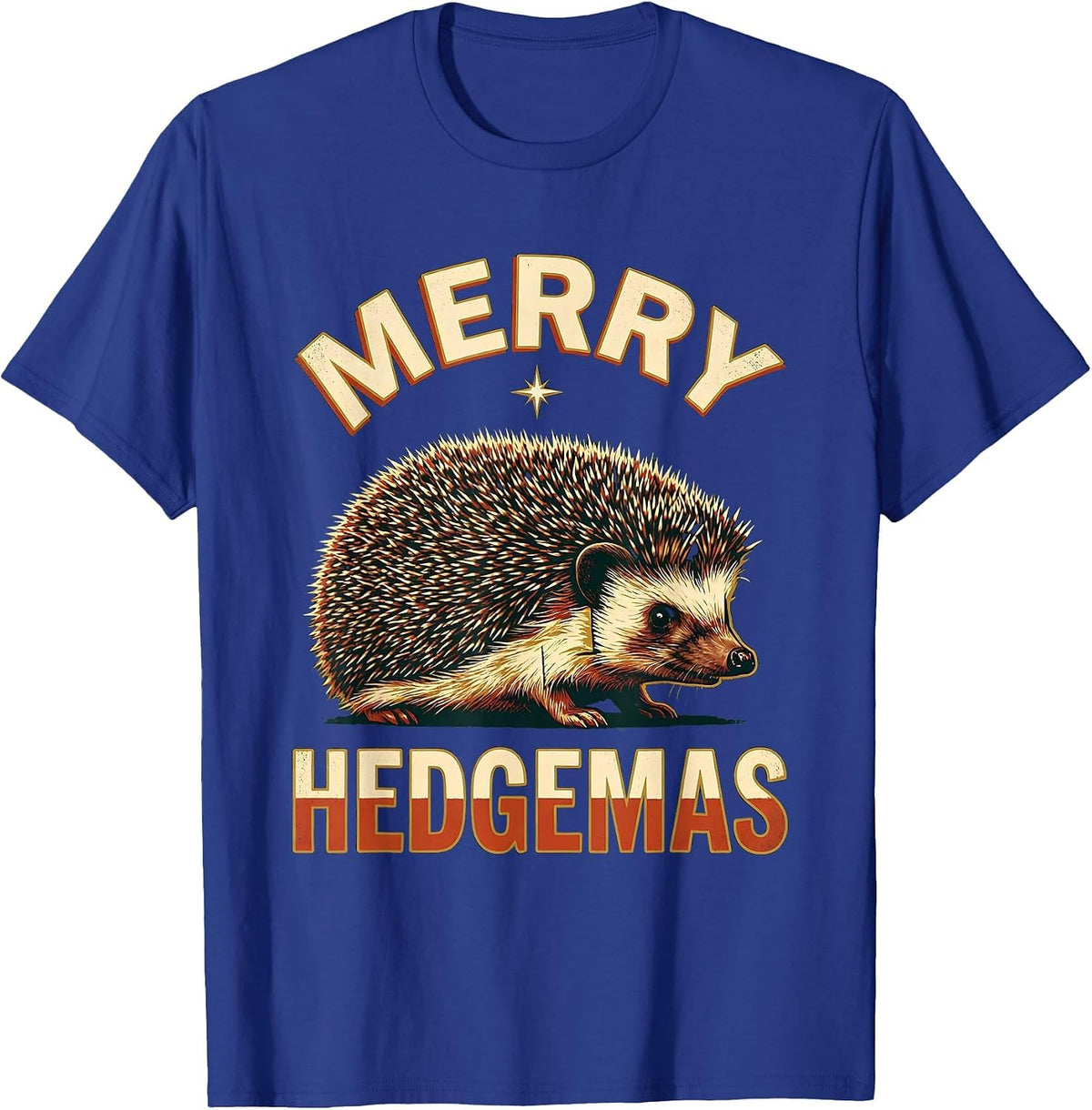 Merry Hedgemas Cute Hedgehog Christmas Novelty Humor T-Shirt - Royal Blue