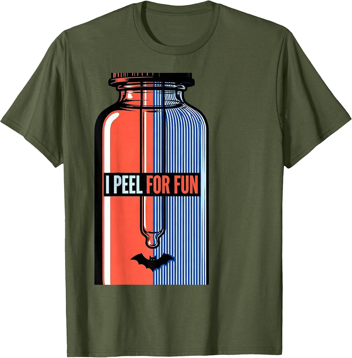 Men's I Peel For Fun Split Glam Dermatology Halloween Humor T-Shirt - Olive Green