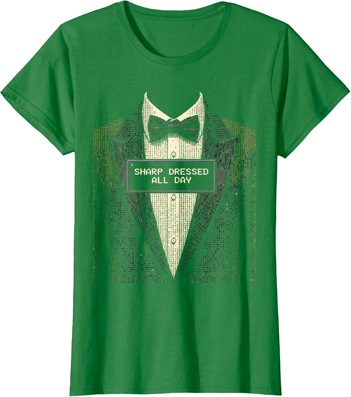 Sharp Dressed All Day Tuxedo Graphic Design T-Shirt - Kelly Green