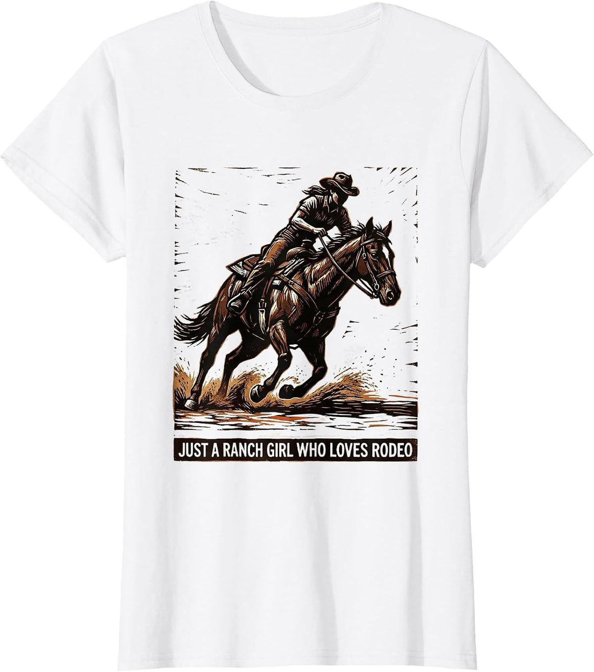 Just A Ranch Girl Who Loves Rodeo Western Cowgirl Vintage T-Shirt - White
