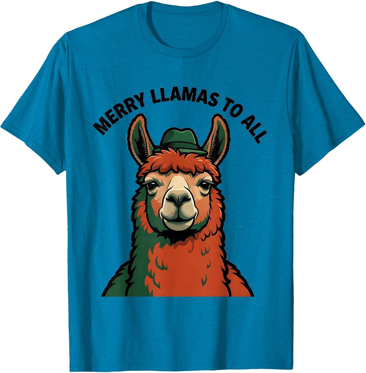 Merry Llamas To All Funny Llama Alpaca Novelty Humor T-Shirt - Sapphire Blue