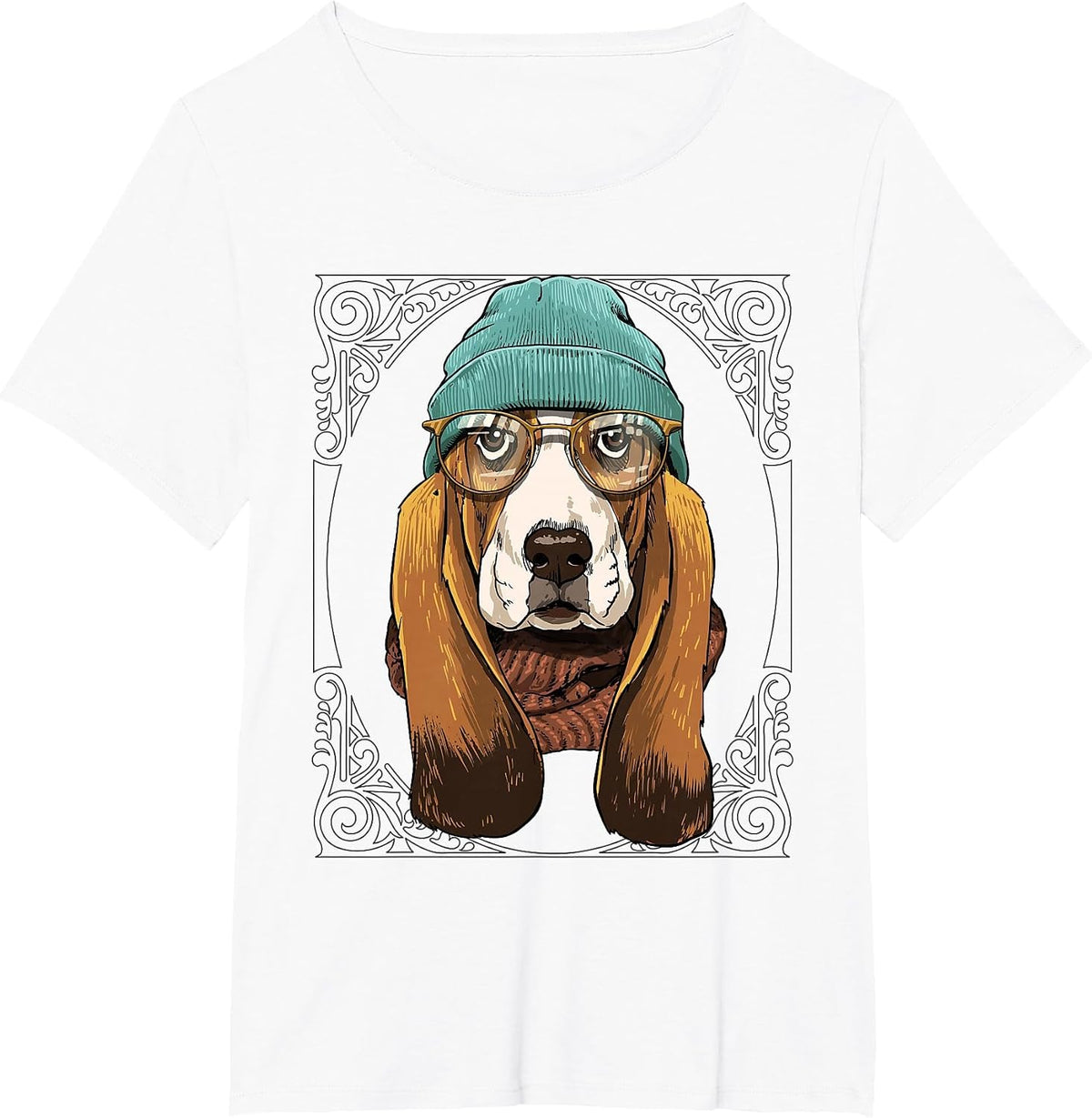 Hipster Basset Hound Shirt Pet Dog Face Basset Hound Lovers T-Shirt - White