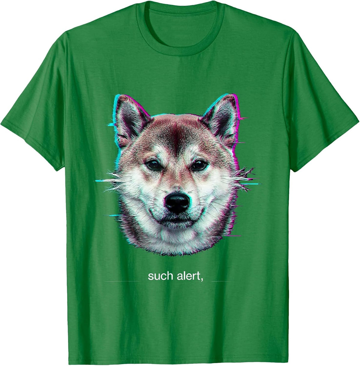 Men's such alert Glitch Kawaii Shiba Inu Dog Lover Meme Humor T-Shirt - Kelly Green