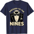 Dressed to the Nines Tuxedo Graphic Design T-Shirt - Navy Blue