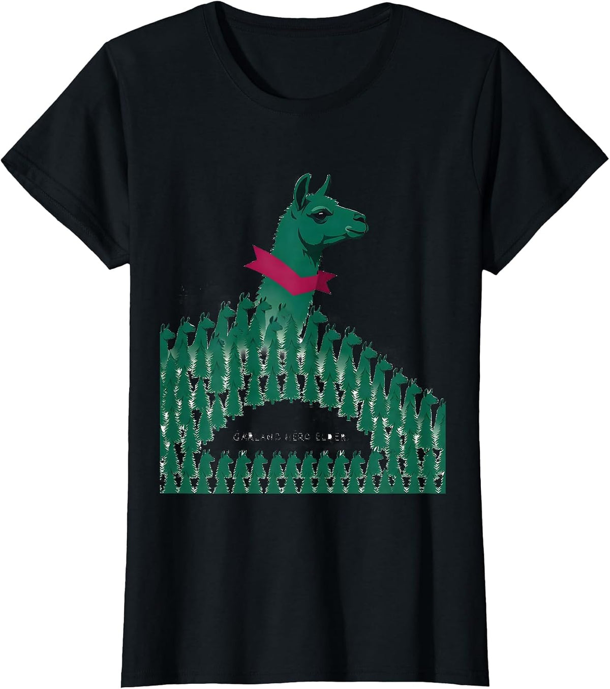 Garland Herd Elder Funny Llama Christmas Alpaca Lover Gift T-Shirt - Black
