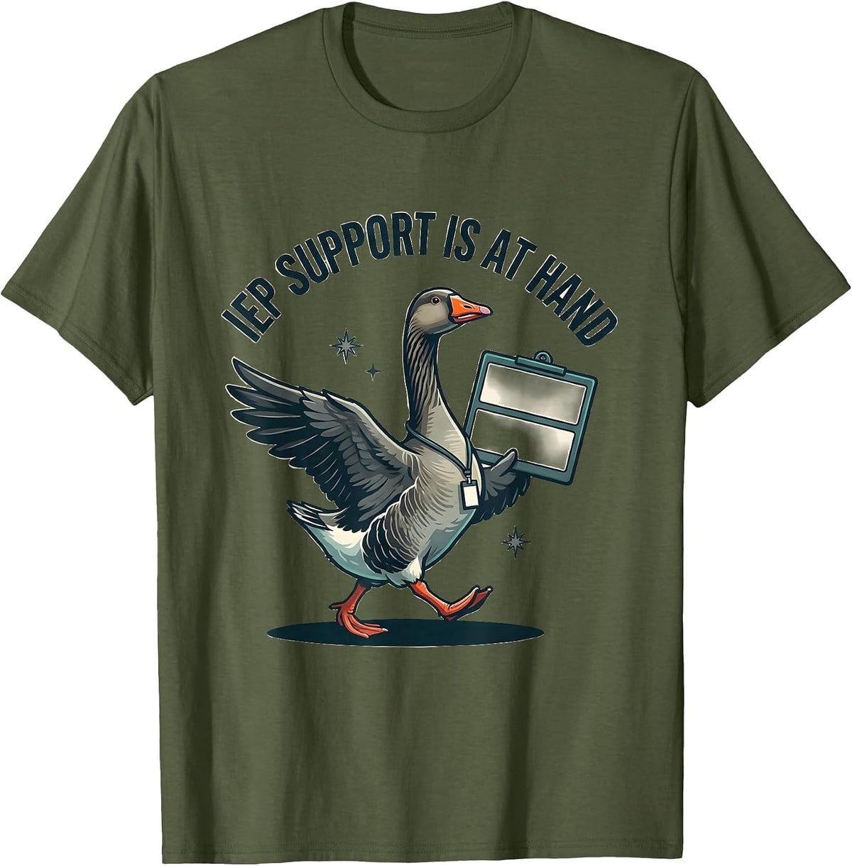 IEP Support Is At Hand Funny Special Education Teacher SPED T-Shirt - Olive Green