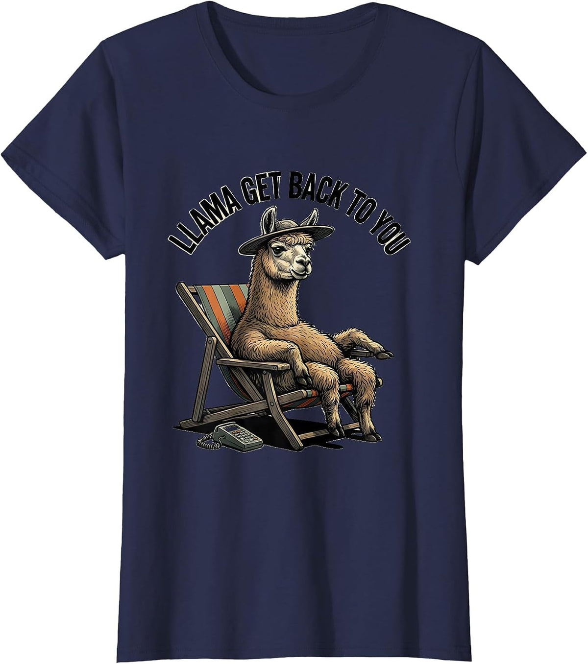 Women's Llama Get Back To You Funny Alpaca Animal Lover Gift T-Shirt - Navy Blue