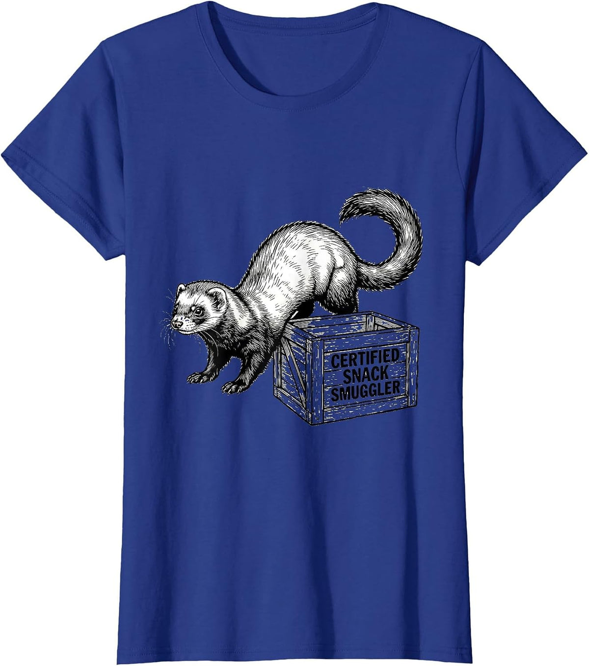 Women's Certified Snack Smuggler Funny Ferret Lover Gifts For Kids T-Shirt - Royal Blue