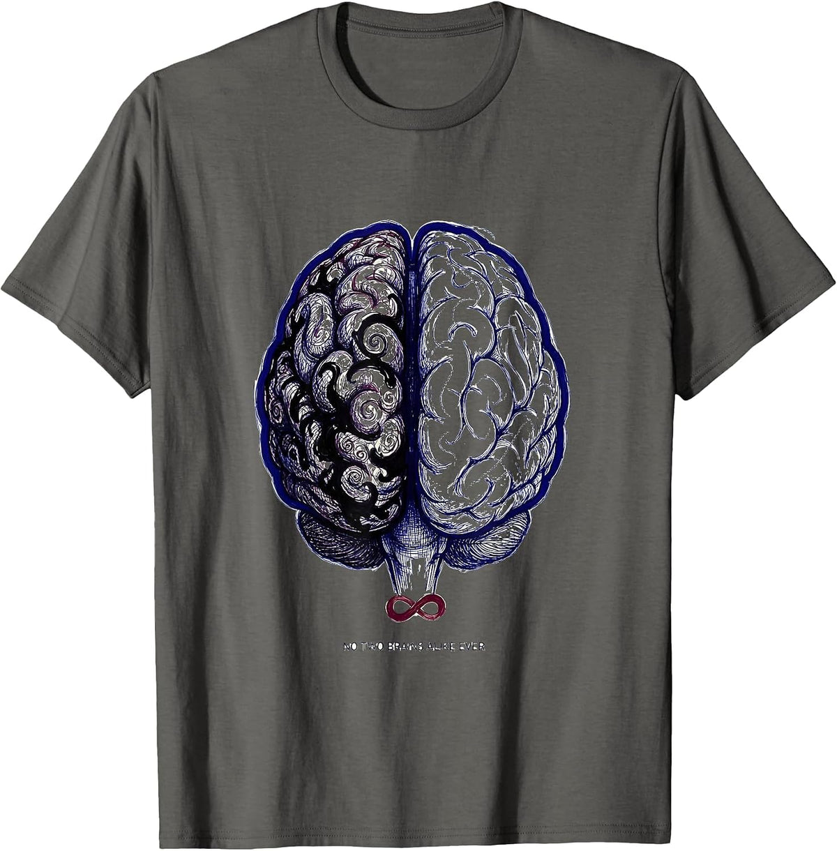 Men's No Two Brains Alike Autism Mom Design T-Shirt - Asphalt Grey