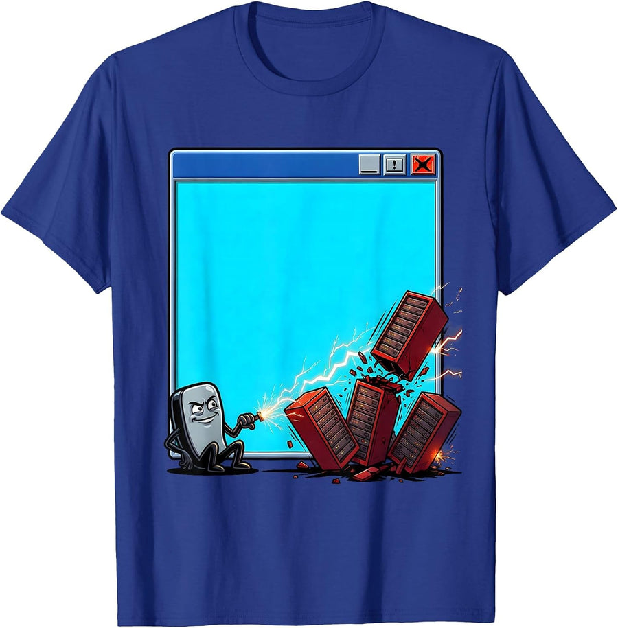 Terminal Chaos Cartoon IT Humor Sysadmin T-Shirt - Royal Blue