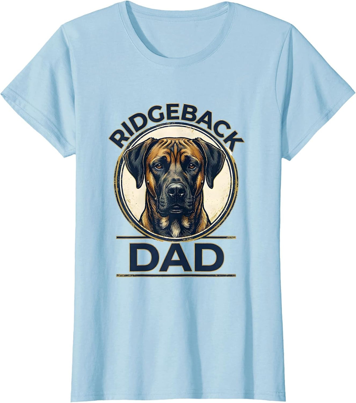 Women's Ridgeback Dad Vintage Rhodesian Ridgeback Dog Lover Emblem T-Shirt - Baby Blue