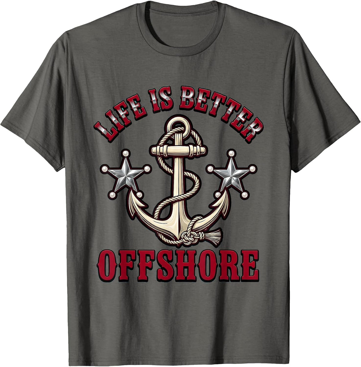 Men's Life Is Better Offshore Sailor Design T-Shirt - Asphalt Grey