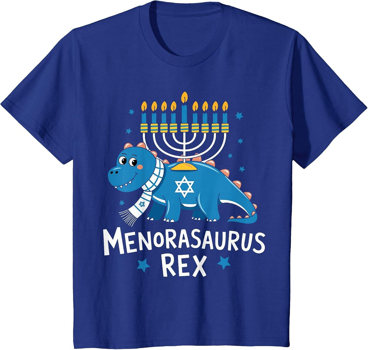Hanukkah Dinosaur Lover Menorasaurus T Rex Dino Chanukah T-Shirt - Royal Blue