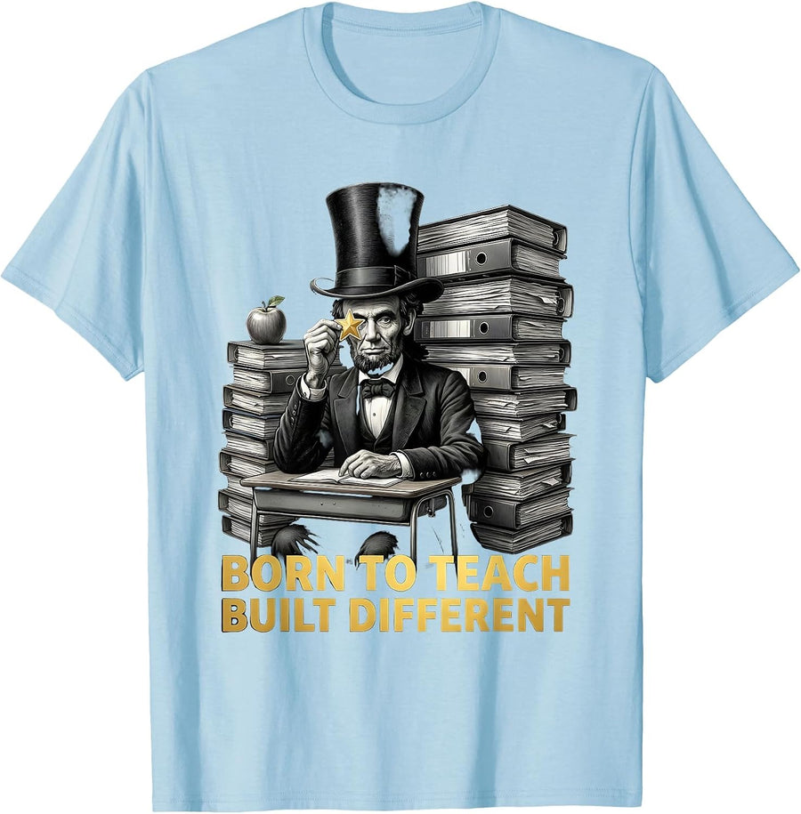 Men's Born to Teach Built Different Sped Teacher Design T-Shirt - Baby Blue
