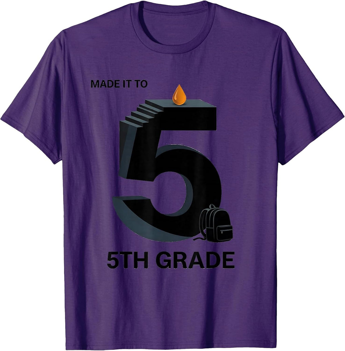 Men's Made It To 5th Grade Groovy Back To School First Day of T-Shirt - Purple