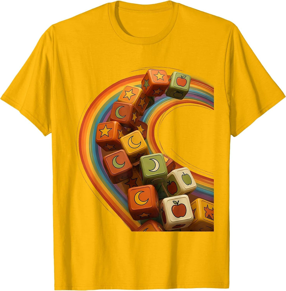 Preschool Teacher Tumbling Alphabet Blocks Graphic T-Shirt - Golden Yellow