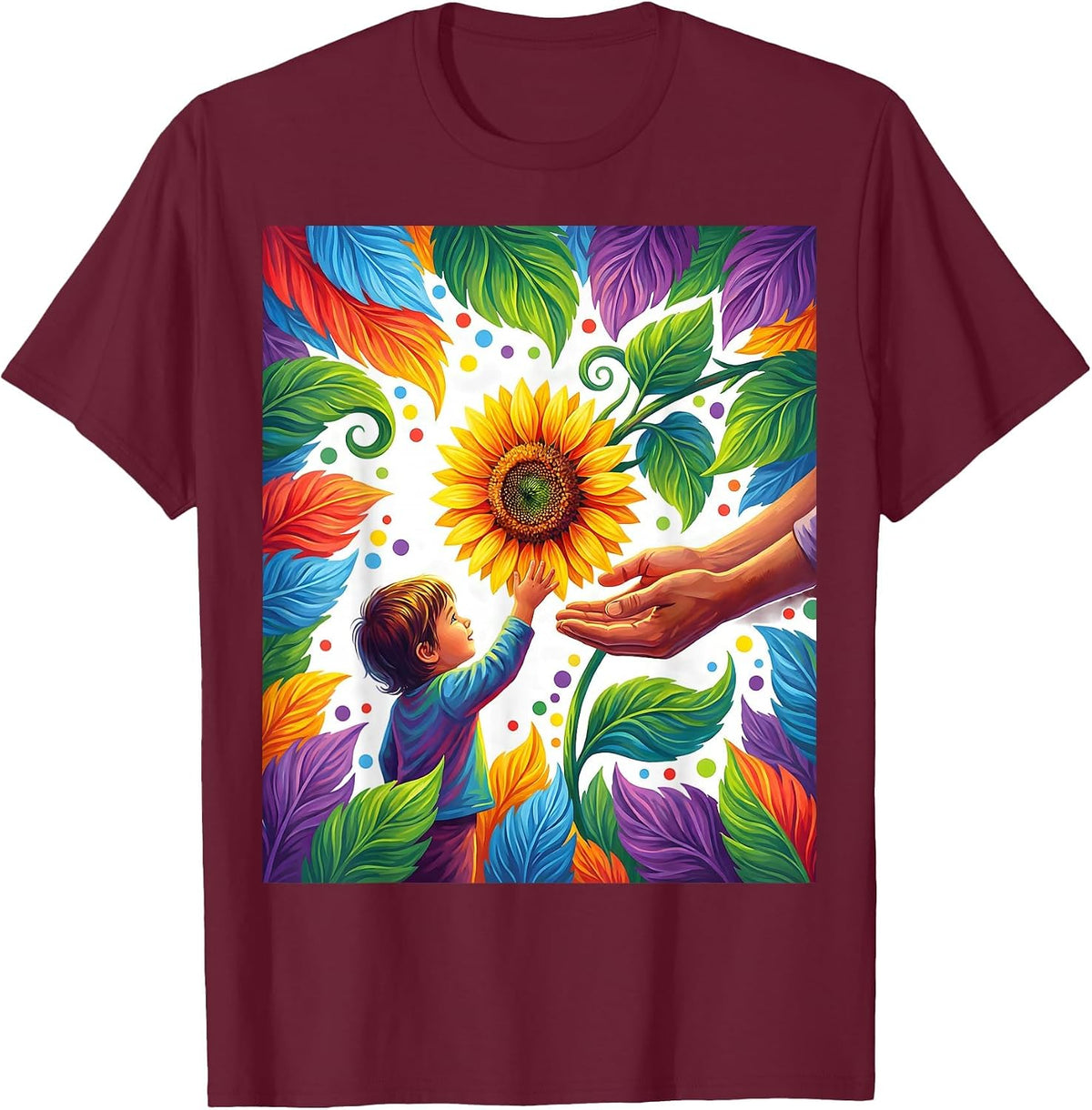 Men's Prek Teacher Flower Gift Cute Illustration T-Shirt - Burgundy