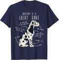 Harlequin Great Dane Dog Anatomy, Funny Pet Mom Cute Dog Dad T-Shirt - Navy Blue