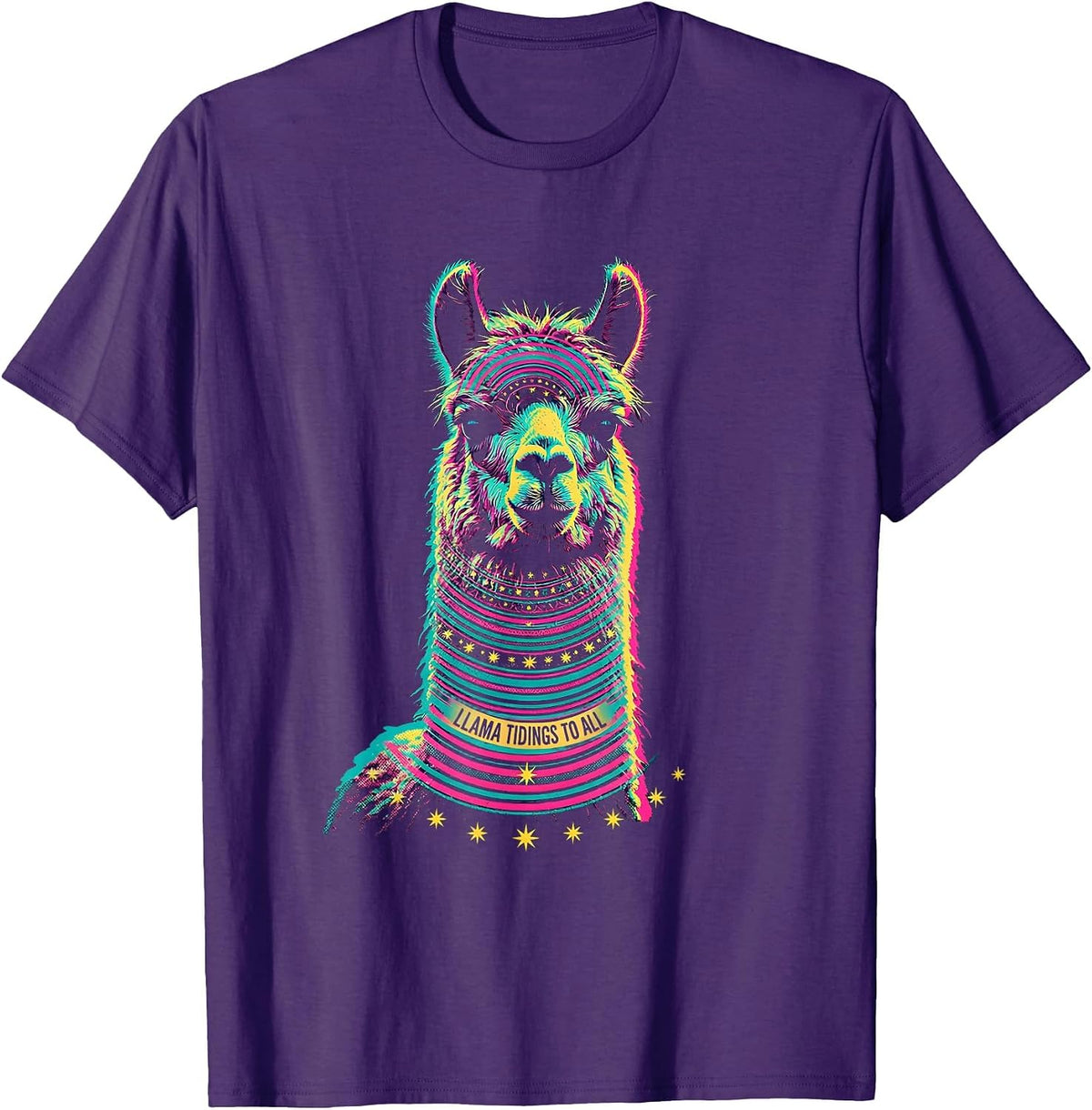Llama Tidings To All Funny Alpaca Lover Christmas Humor T-Shirt - Purple