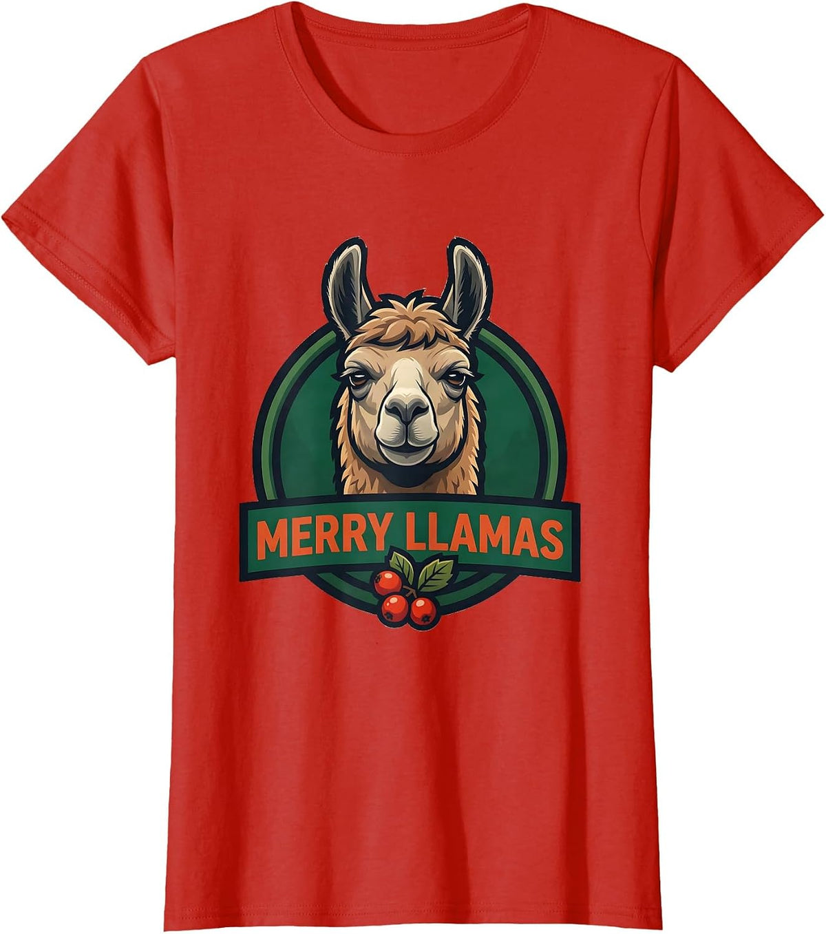 Merry Llamas Funny Llama Alpaca Novelty Humor Gift T-Shirt - Red