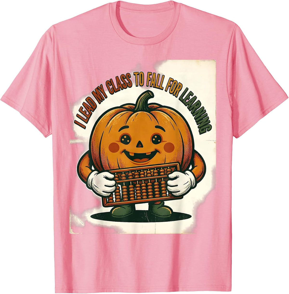 Men's I Lead My Class To Fall For Learning Vintage Teacher Pumpkin T-Shirt - Pink