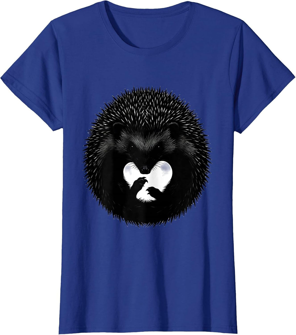 Women's Curled Hedgehog Cute Humor Animal Lover Gift T-Shirt - Royal Blue
