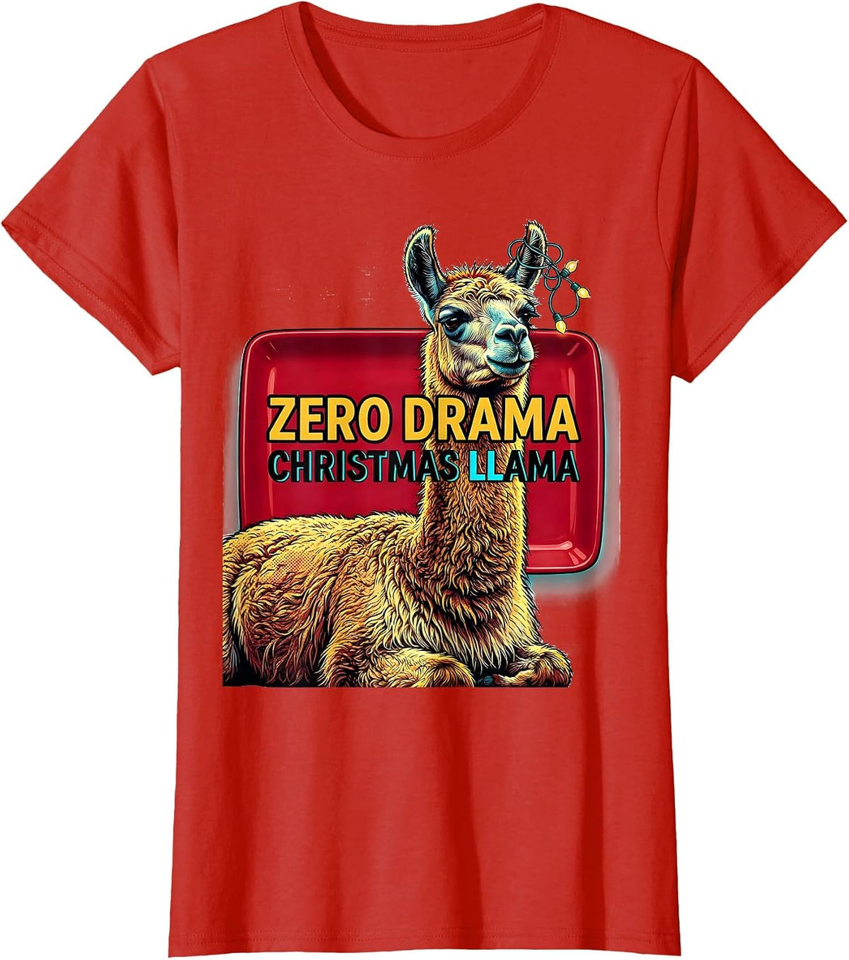 Zero Drama Christmas Llama Funny Alpaca Lover Gift T-Shirt - Red