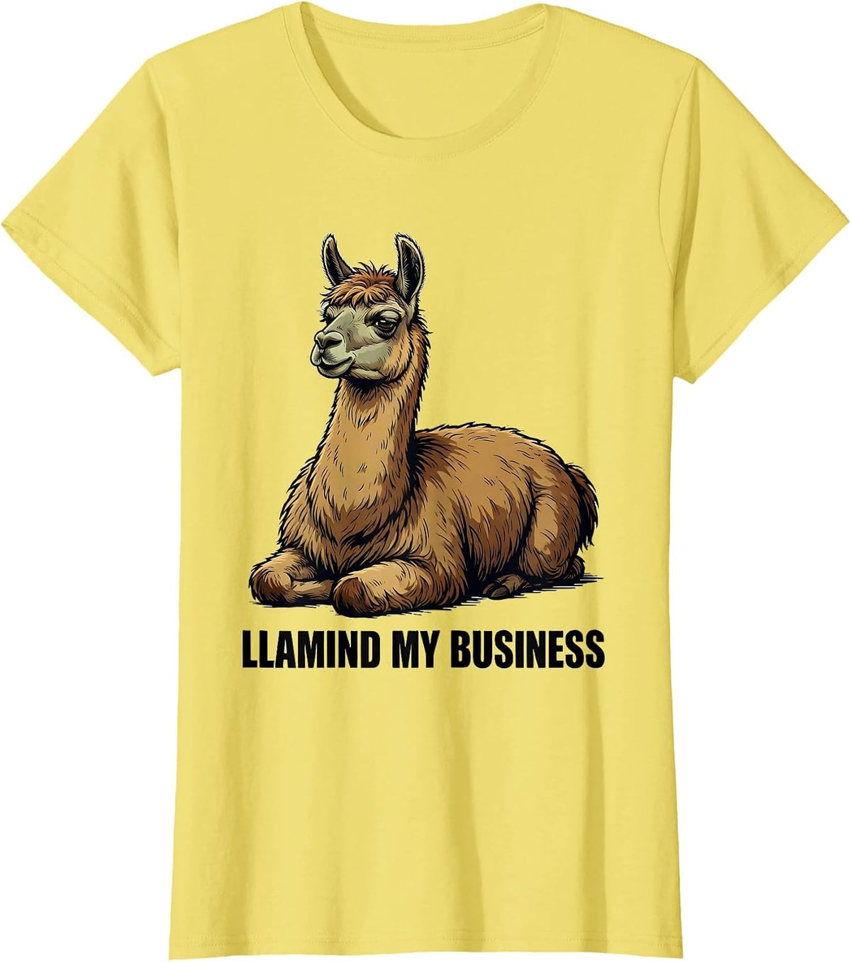 Llamind My Business Funny Llama Alpaca Humor Gift T-Shirt - Lemon Yellow