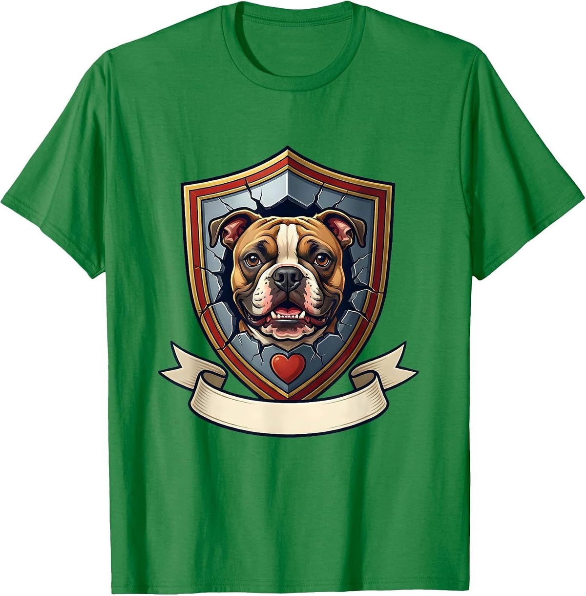 Men's Pittie Crest Pit Bull Dog Lover Mom Humor T-Shirt - Kelly Green