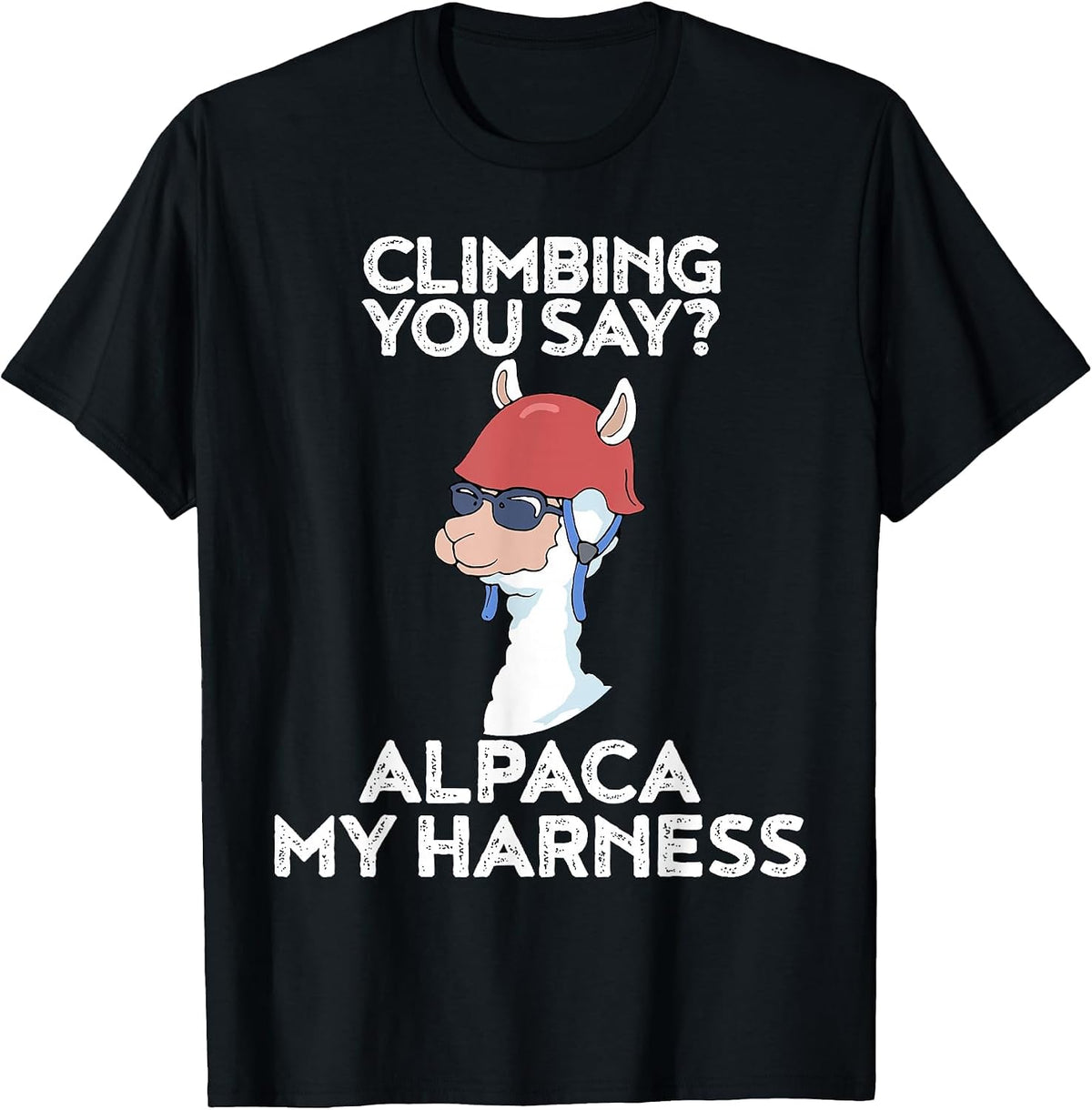 Funny Climbing Shirt Cute Alpaca Rock Climber Tee T-Shirt - Black