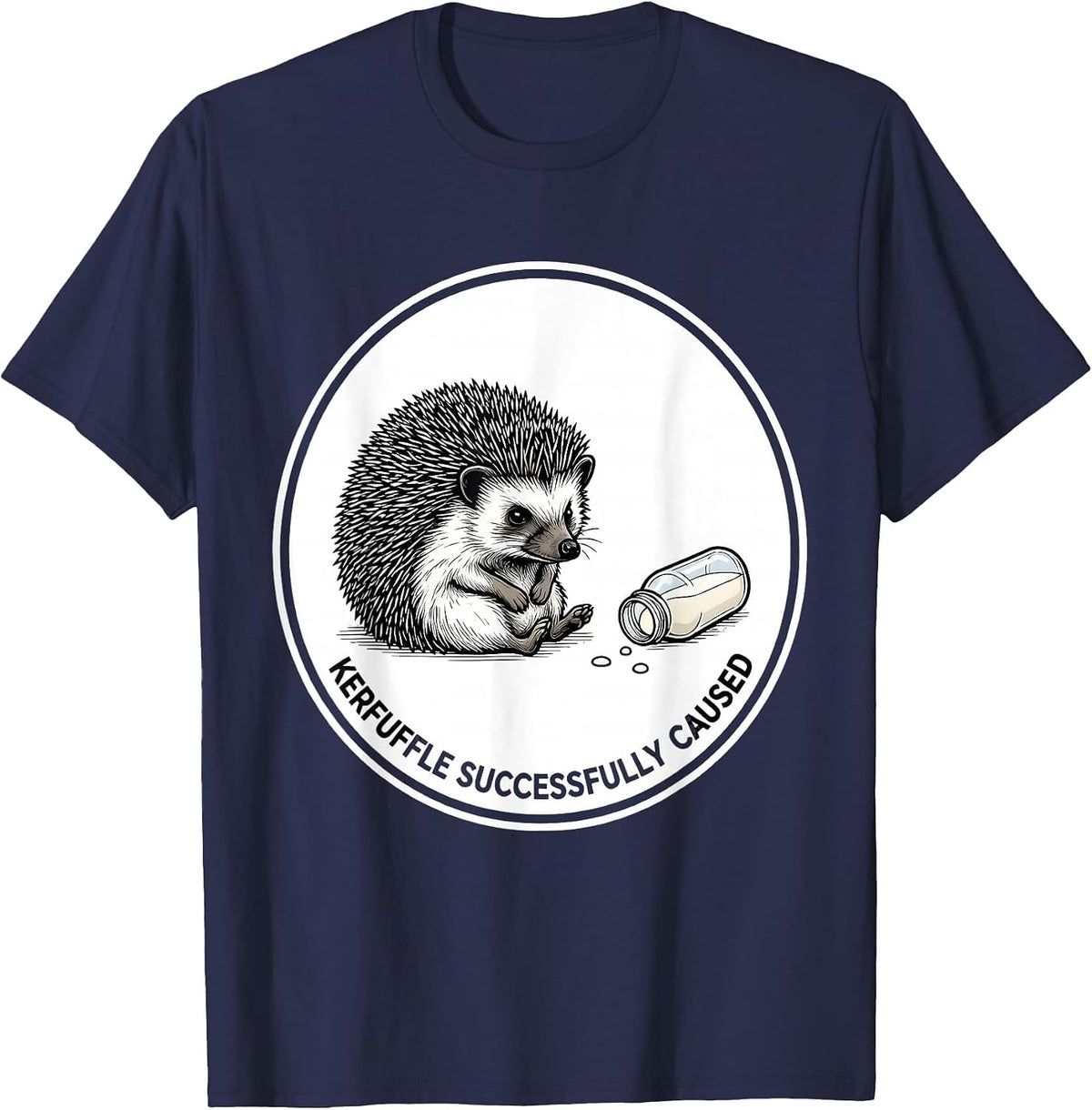 Men's Kerfuffle Successfully Caused Funny Hedgehog Animal Meme T-Shirt - Navy Blue