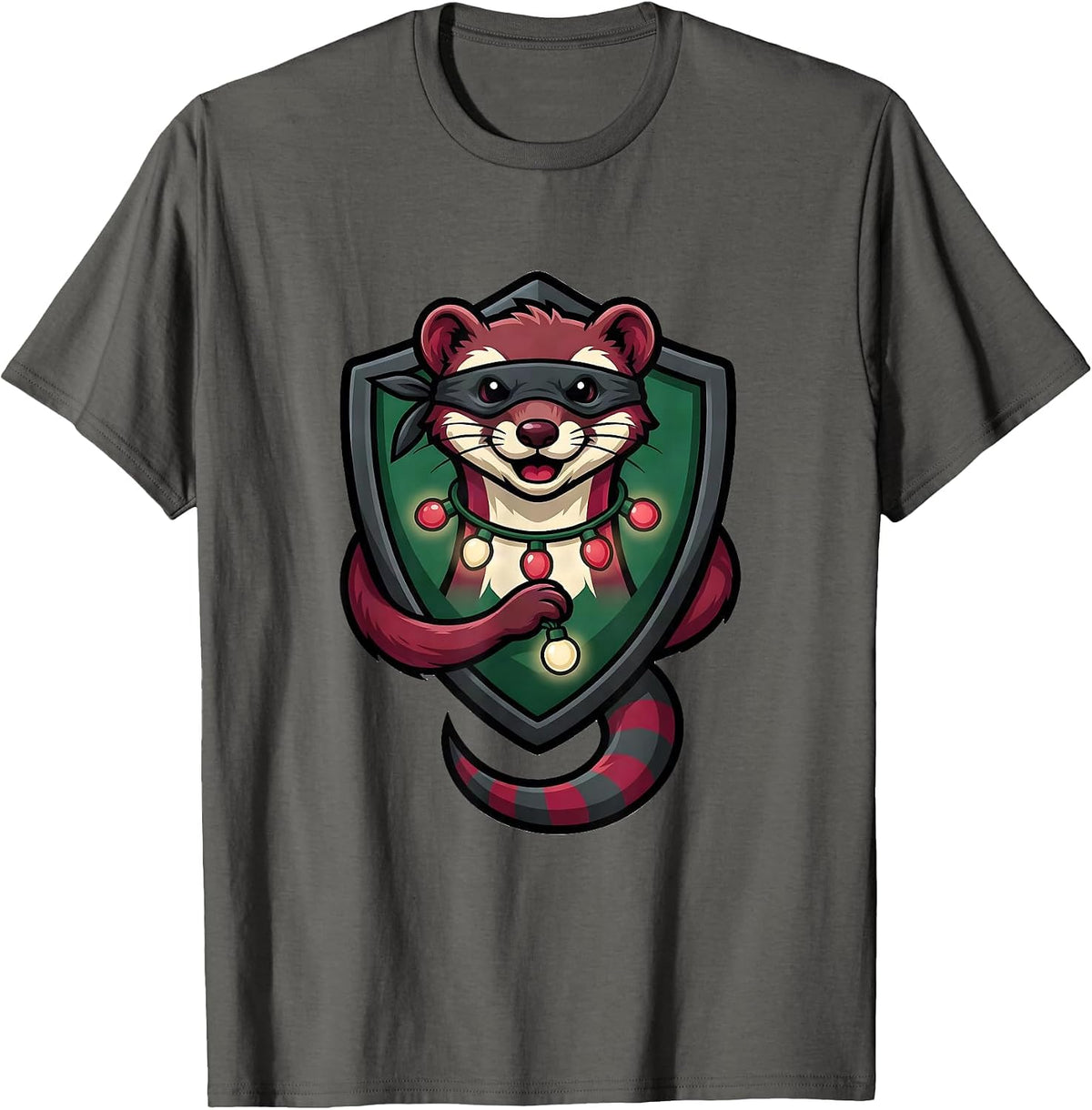 Masked Ferret Mascot Funny Ferret Lover Gift T-Shirt - Asphalt Grey