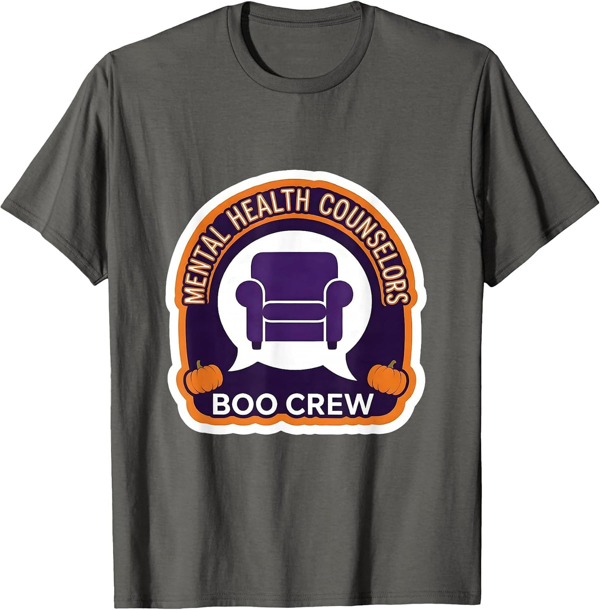 Mental Health Counselors Boo Crew Halloween Matching T-Shirt - Asphalt Grey