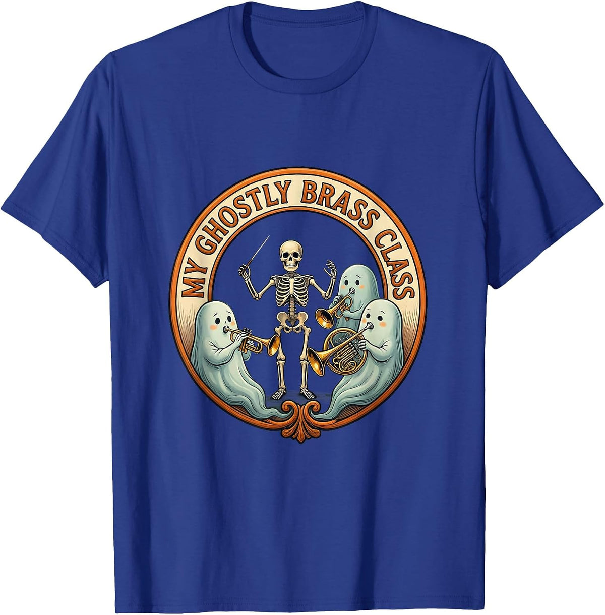 My Ghostly Brass Class Funny Music Teacher Ghost Band T-Shirt - Royal Blue