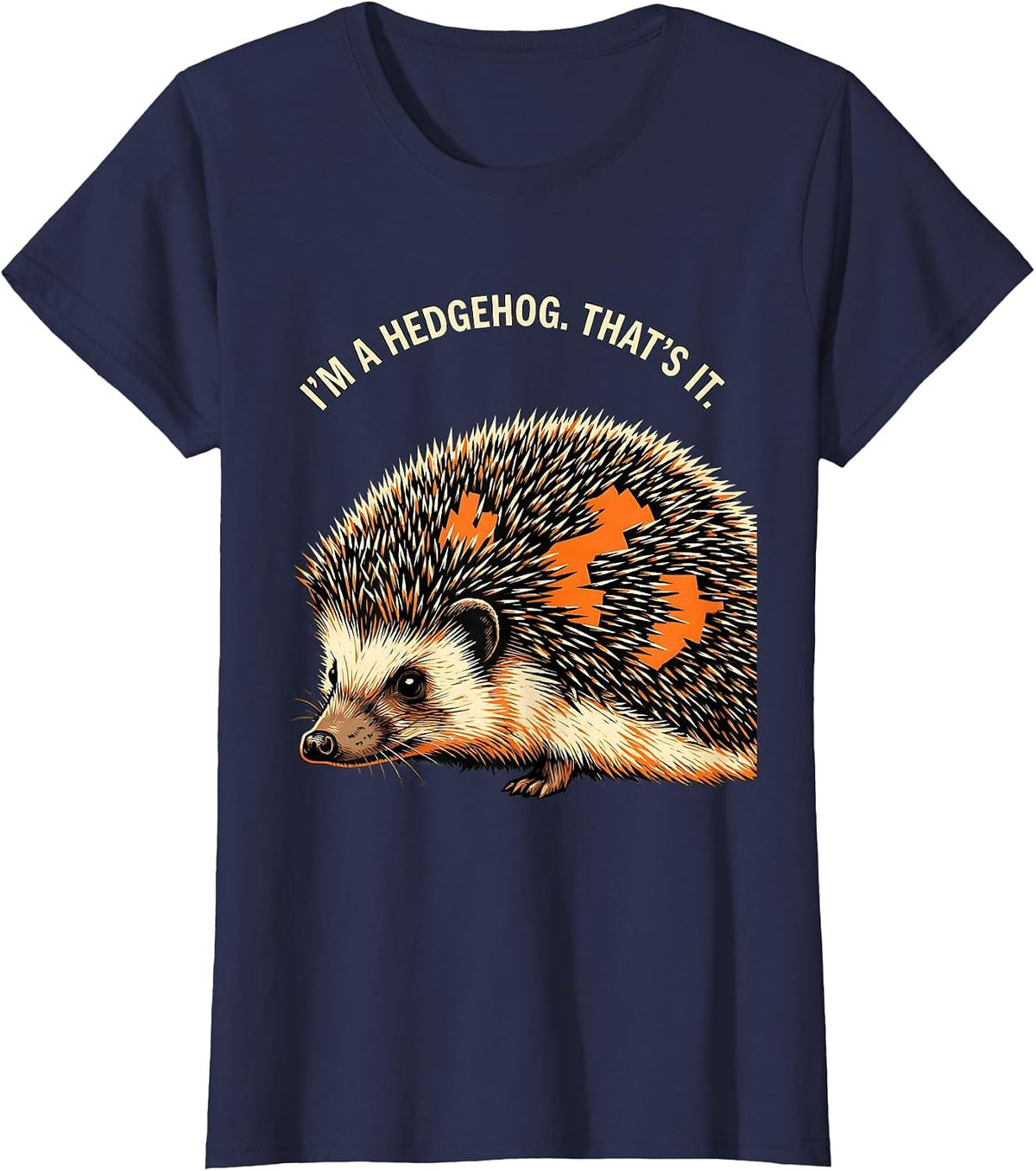 Women's I'm A Hedgehog That's It Stencil Graphic Halloween DIY T-Shirt - Navy Blue
