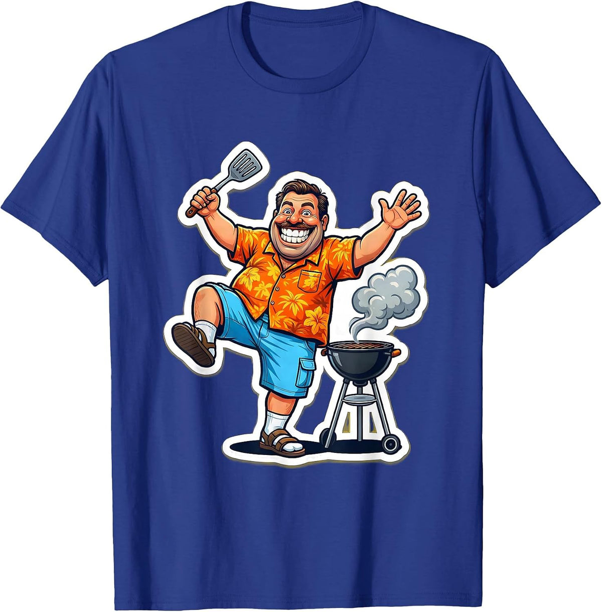 Men's Funny Dad Awkward Backyard BBQ Dance T-Shirt - Royal Blue