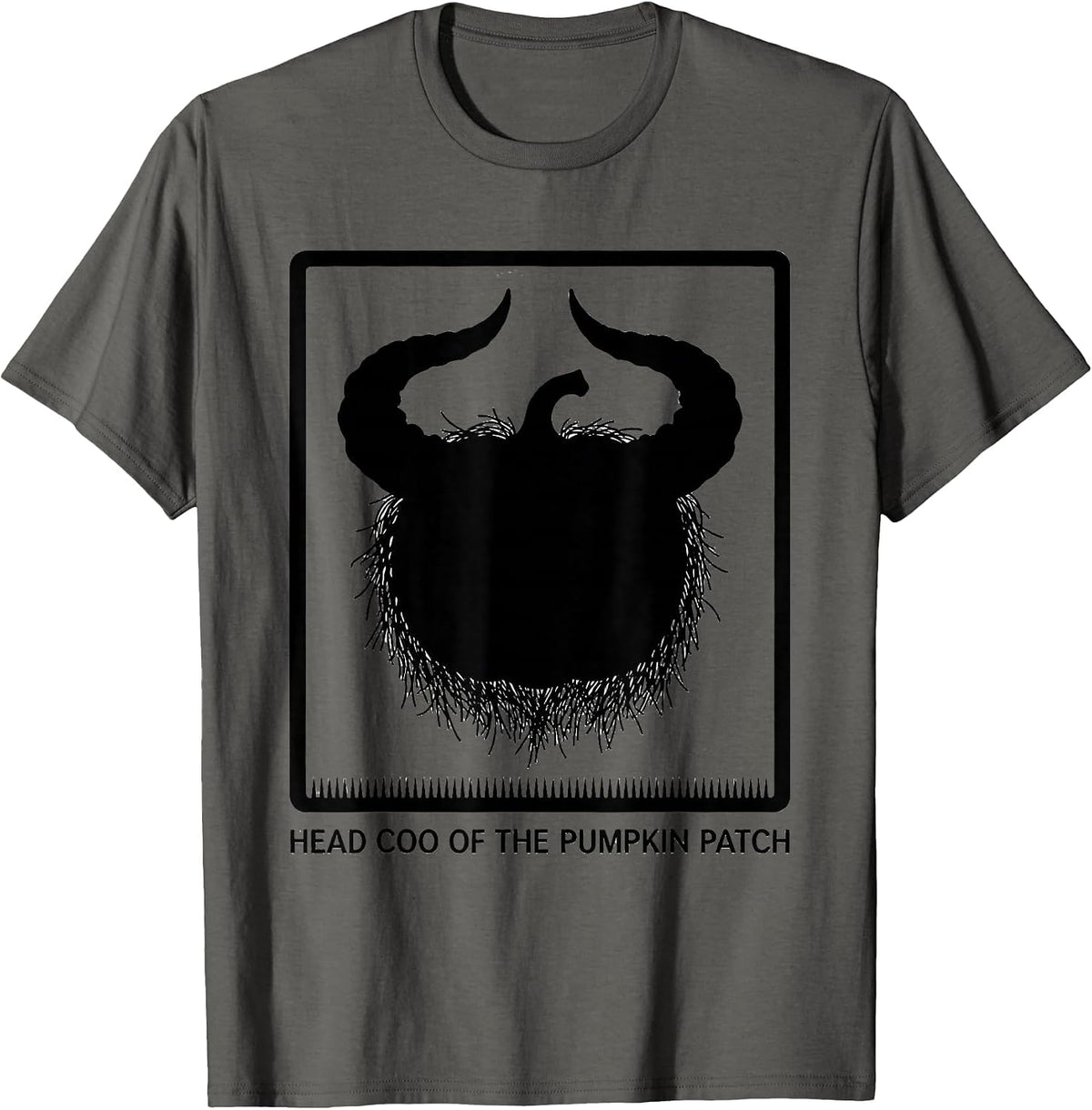 Head Coo Of The Pumpkin Patch Funny Highland Cow Fall T-Shirt - Asphalt Grey