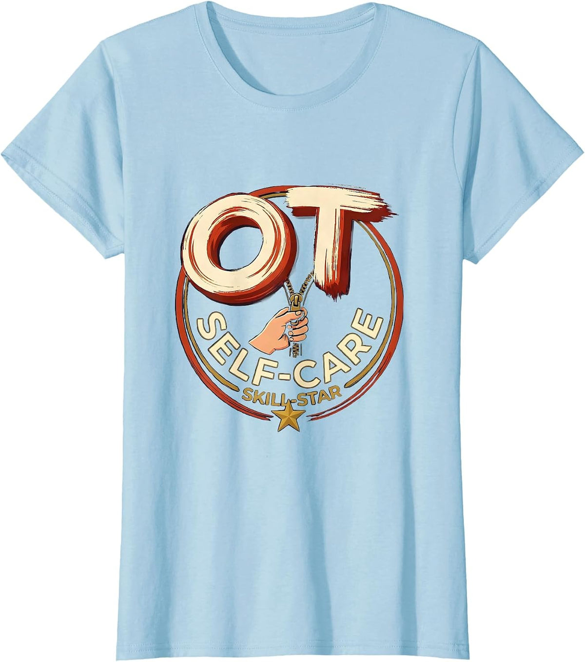 Women's OT Self-Care Skill-Star Occupational Therapy OT Assistant T-Shirt - Baby Blue