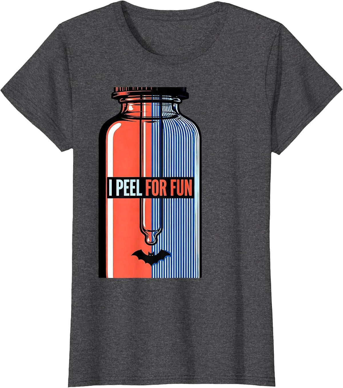Women's I Peel For Fun Split Glam Dermatology Halloween Humor T-Shirt - Dark Heather Grey