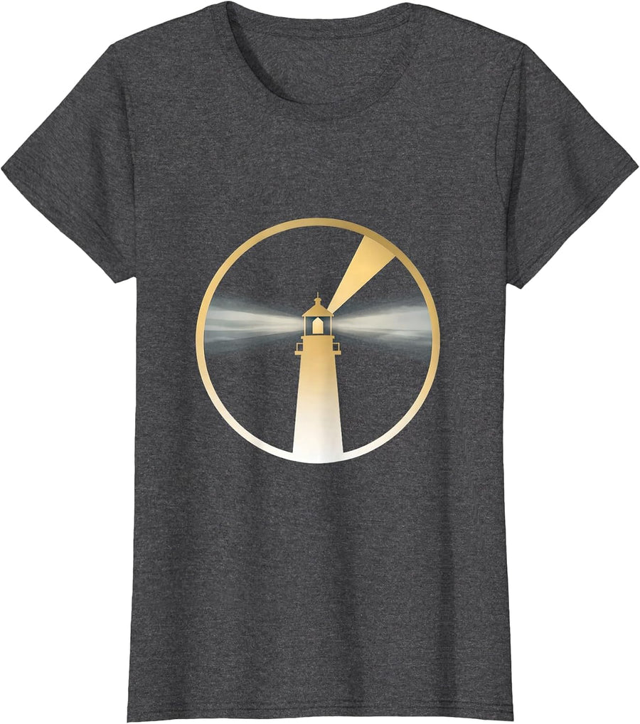 Women's Autism Awareness Lighthouse Beam Through Fog T-Shirt - Dark Heather Grey