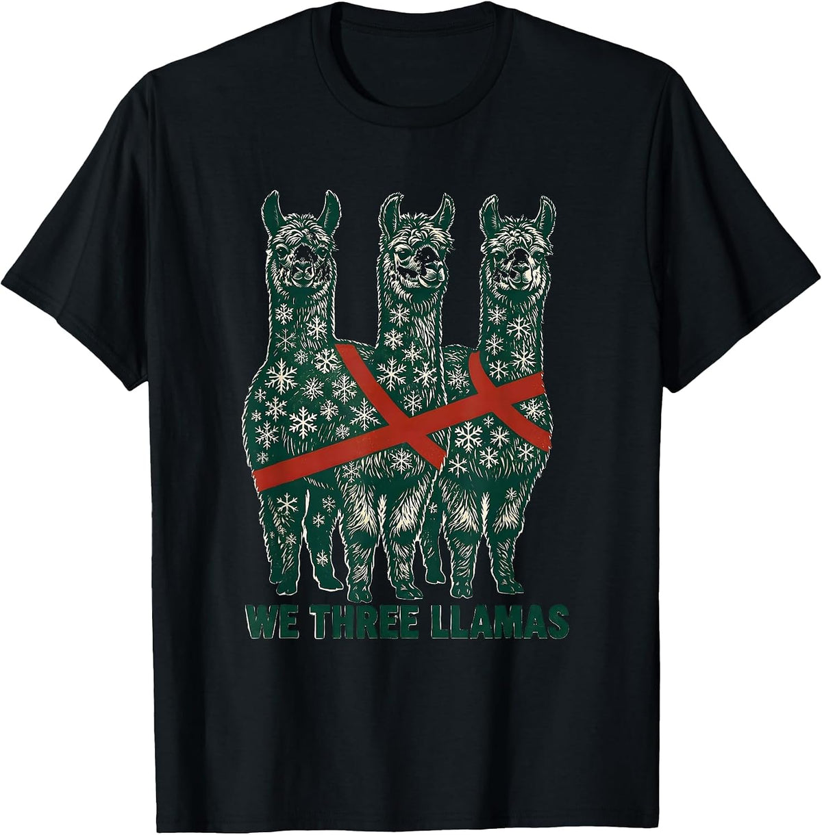 Men's We Three Llamas Funny Christmas Llama Lover Alpaca Pun T-Shirt - Black