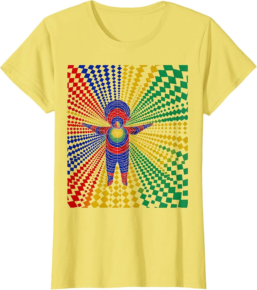 Women's Joyful Child Spinning Under Rainbow Sprinkles T-Shirt - Lemon Yellow