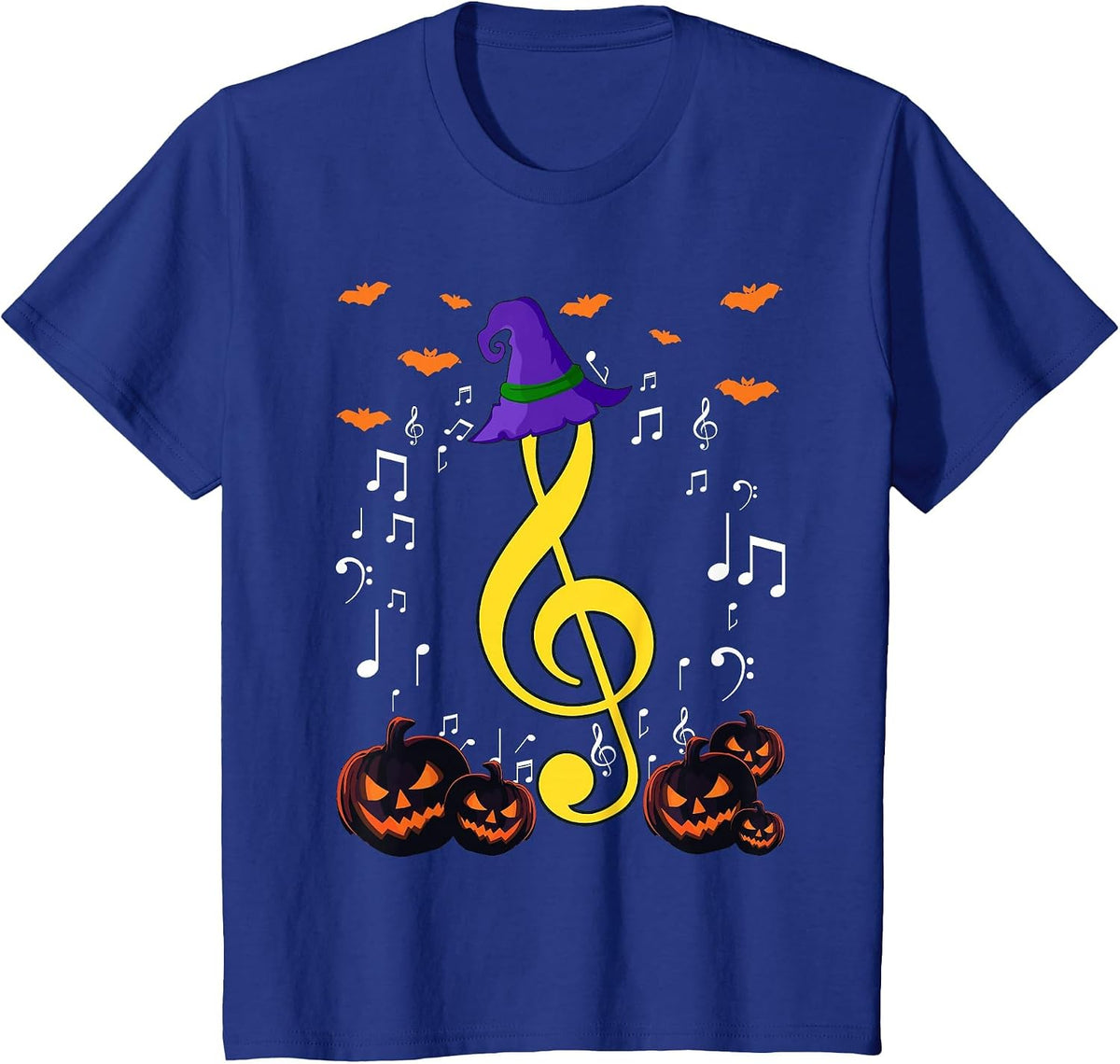 Music Note Pumpkin Fall Music Teacher Halloween Costume T-Shirt - Royal Blue