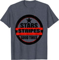 Stars Stripes Good Times Patriotic Design T-Shirt - Heather Blue