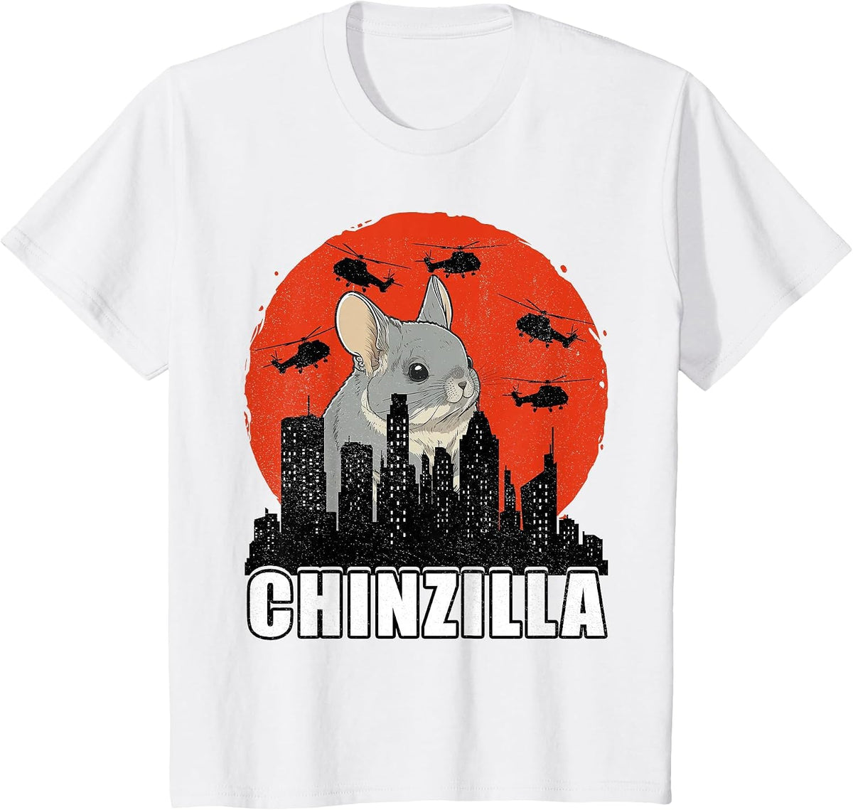 Chinchilla T-Shirt Chinzilla Retro Chinchilla Lovers Funny T-Shirt - White